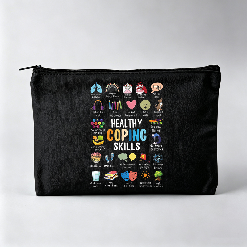 Health Wellness Mental Health - Bolsa de Maquiagem com Estampa de
