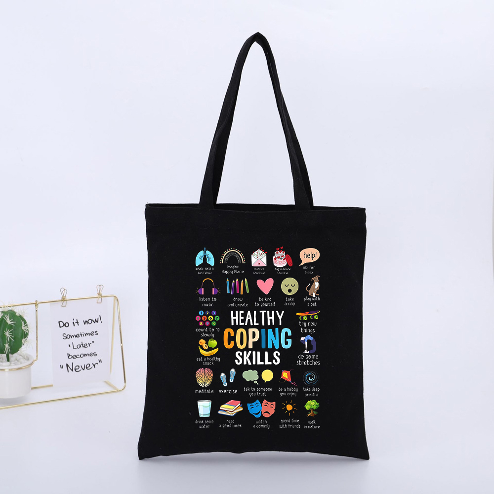 Health Wellness Mental Health - Bolsa de Lona com Tipografia Inspirada