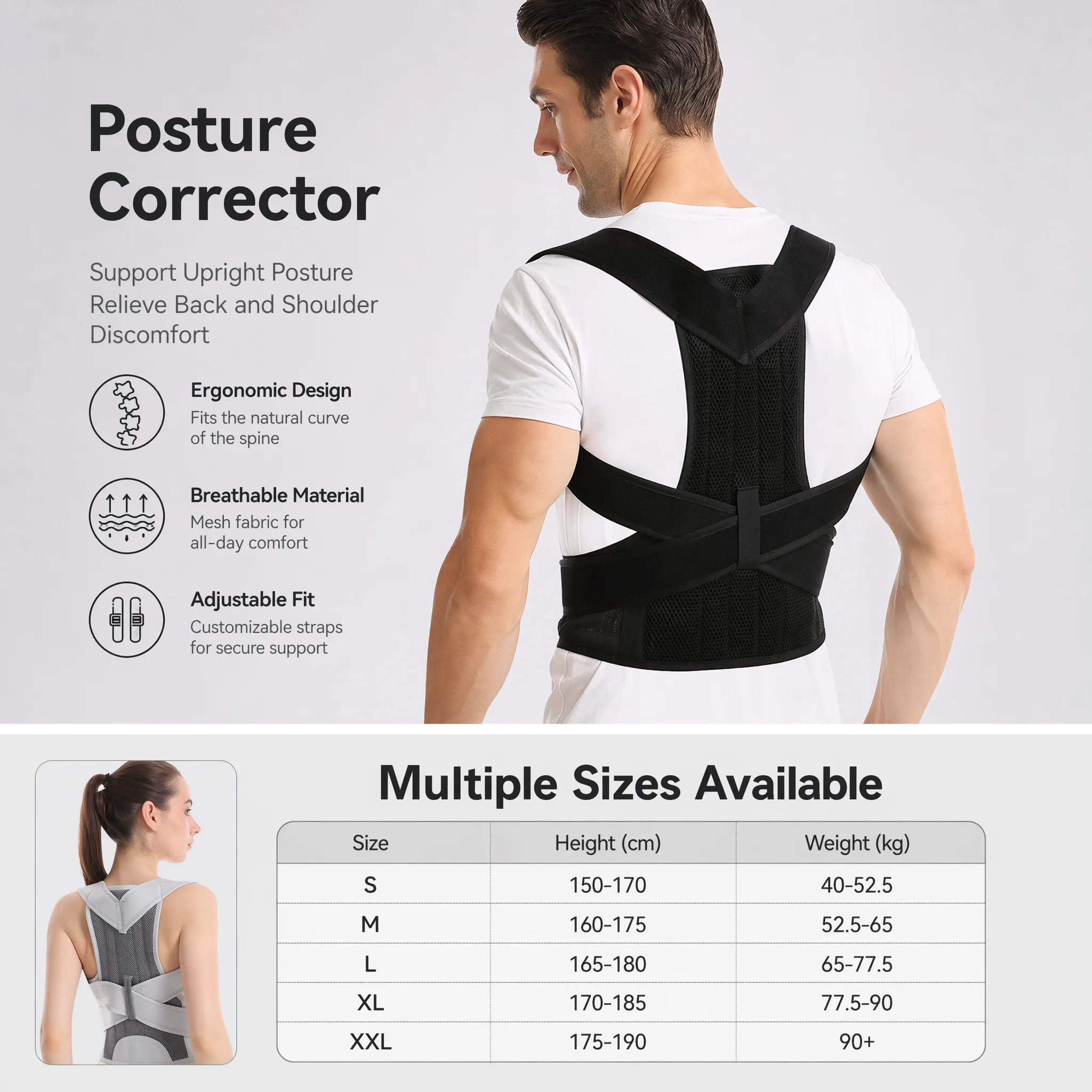 Novo Design Cinta Corretora de - Posture Corrector Back Brace avaliação e preço