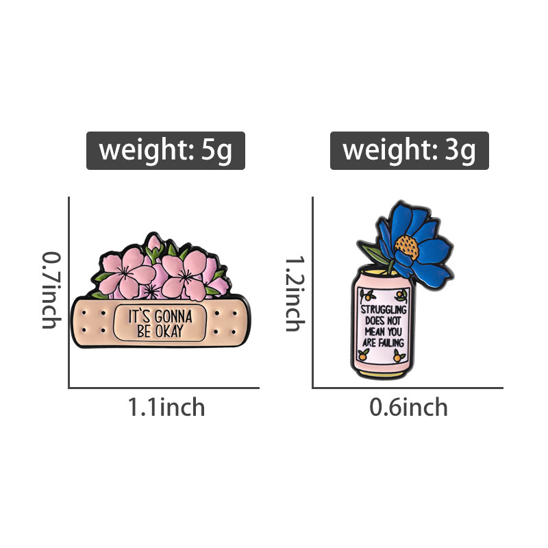 Conjunto de 2 Pins de Esmalte  - Health Wellness Mental Health avaliação e preço